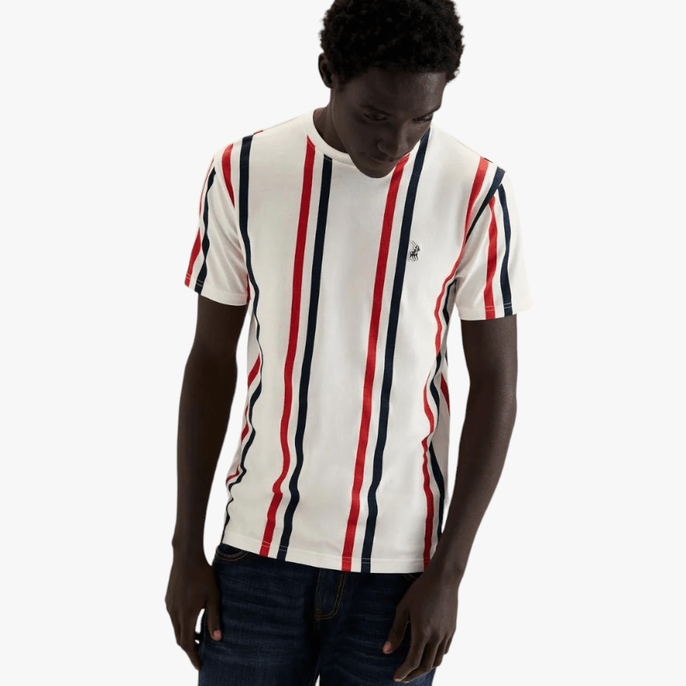 Polo Mens Sport Dan Stripe Tee Short Sleeve Tee Shirt White | Polo