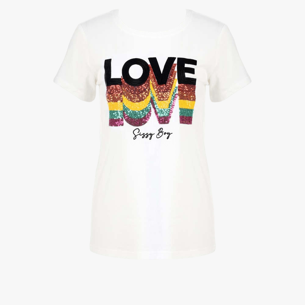 Sissy Boy Regular Fit Short Sleeve Top Multi Logo White | Sissy Boy