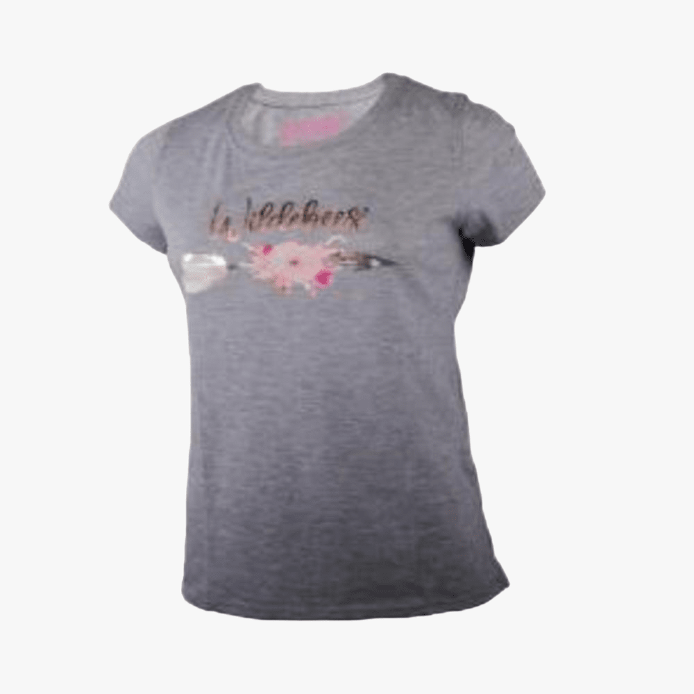 Wildebees Womens Floral Arrow Short Sleeve Tee Grey Mel | Wildebees