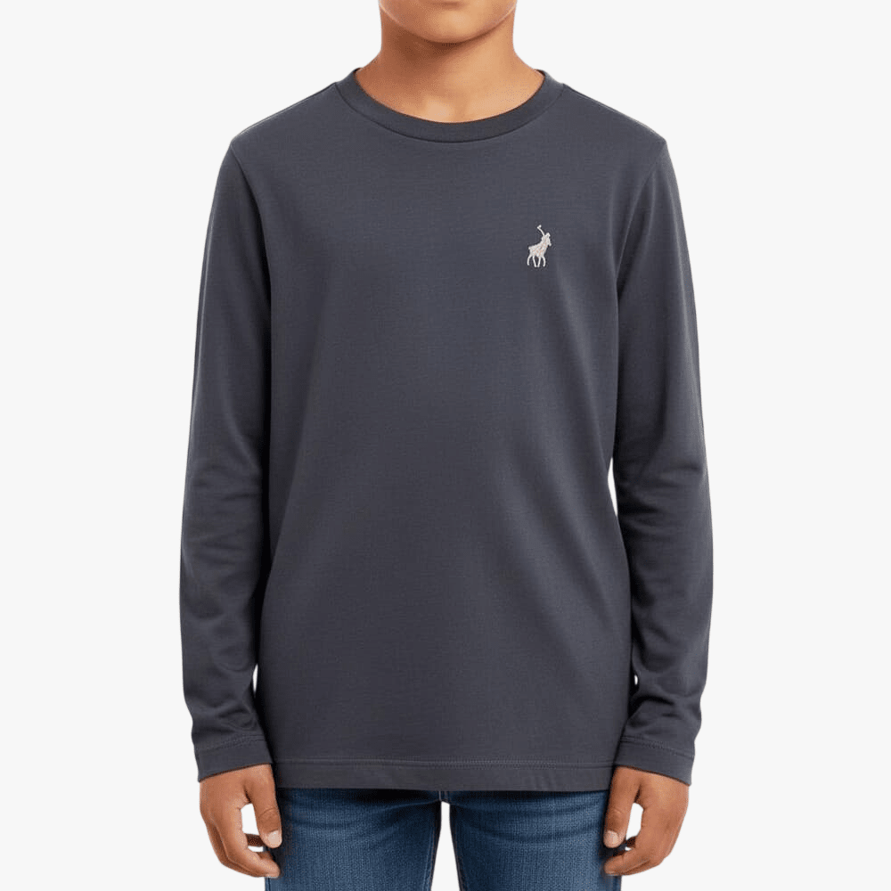 Polo Boys Ashton Long Sleeve Tee Gunmetal | Polo