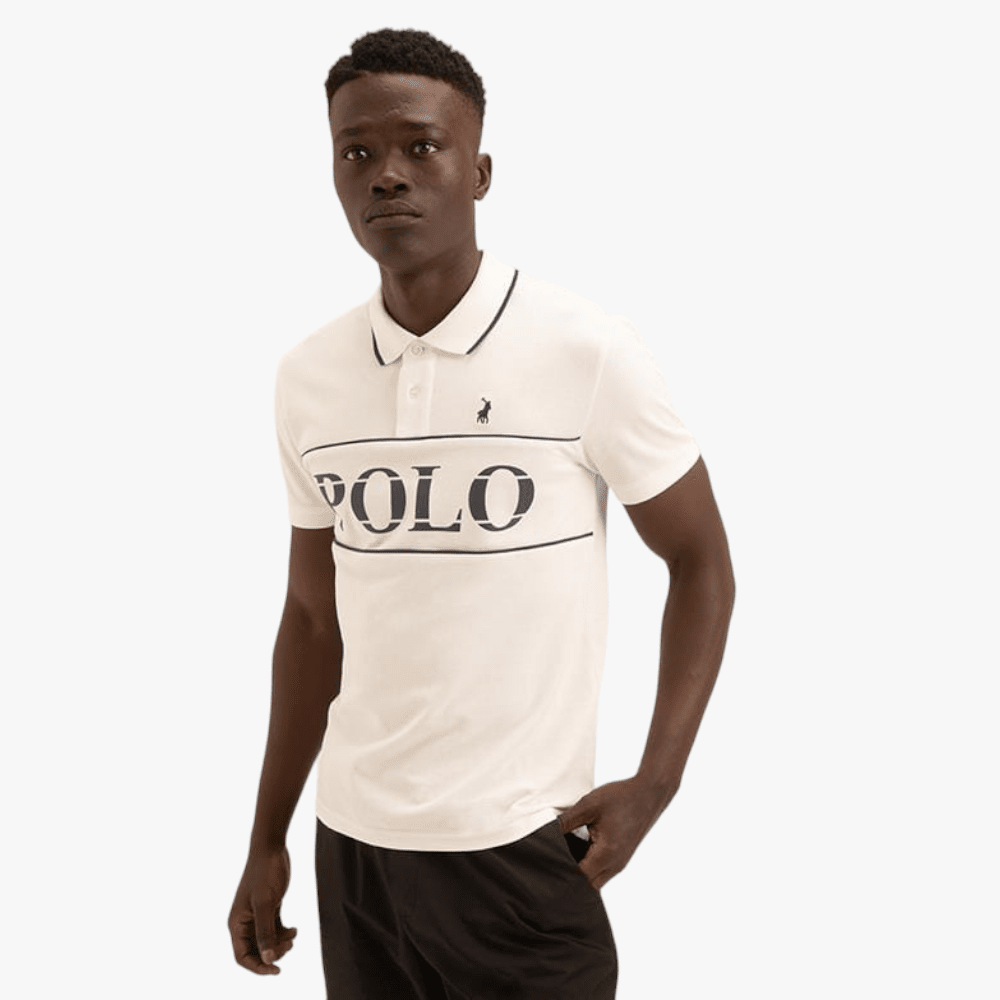 Polo Mens Jacquard Logo Short Sleeve Golfer White | Polo