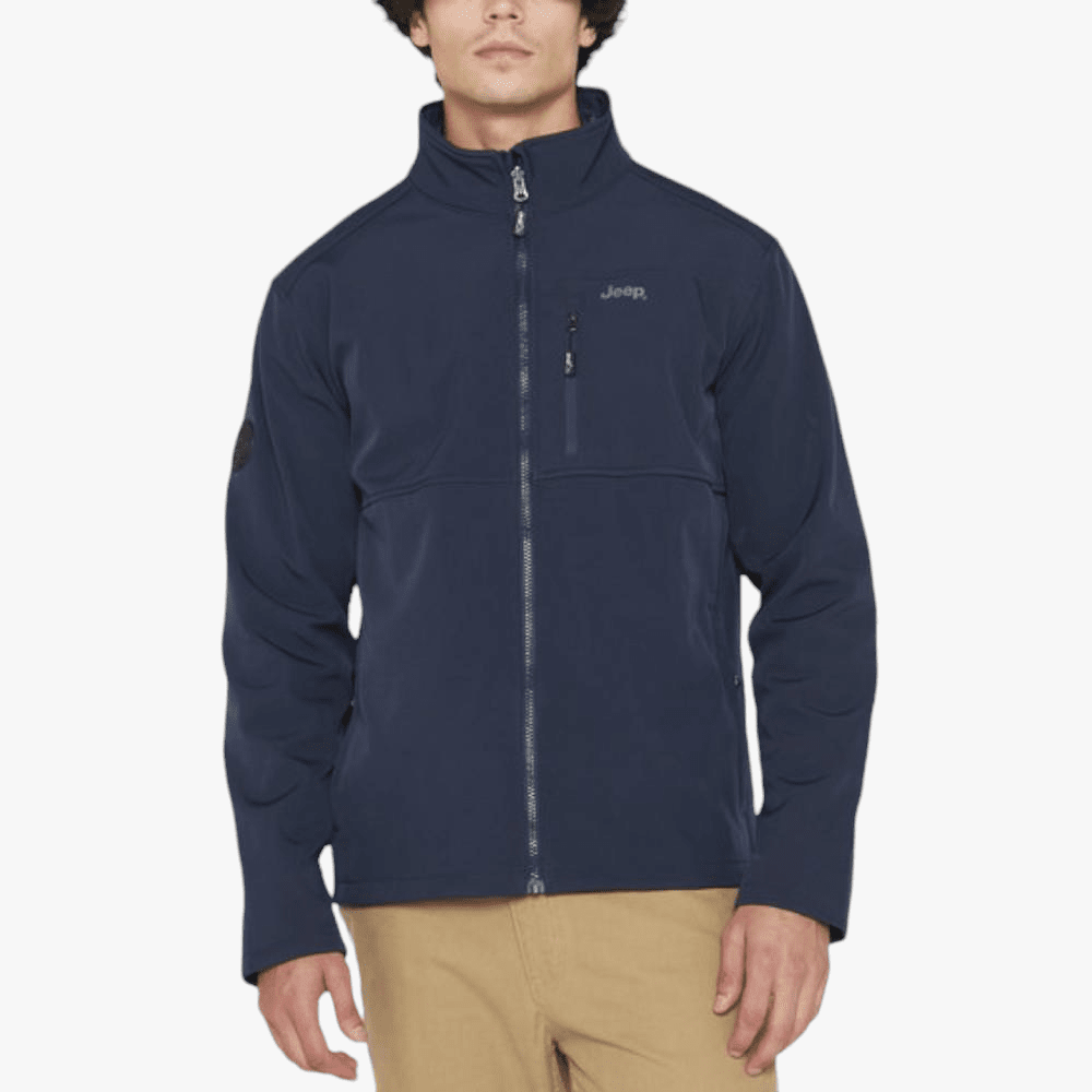 Jeep Mens Funnel Neck Soft Shell Jacket Navy Jeep