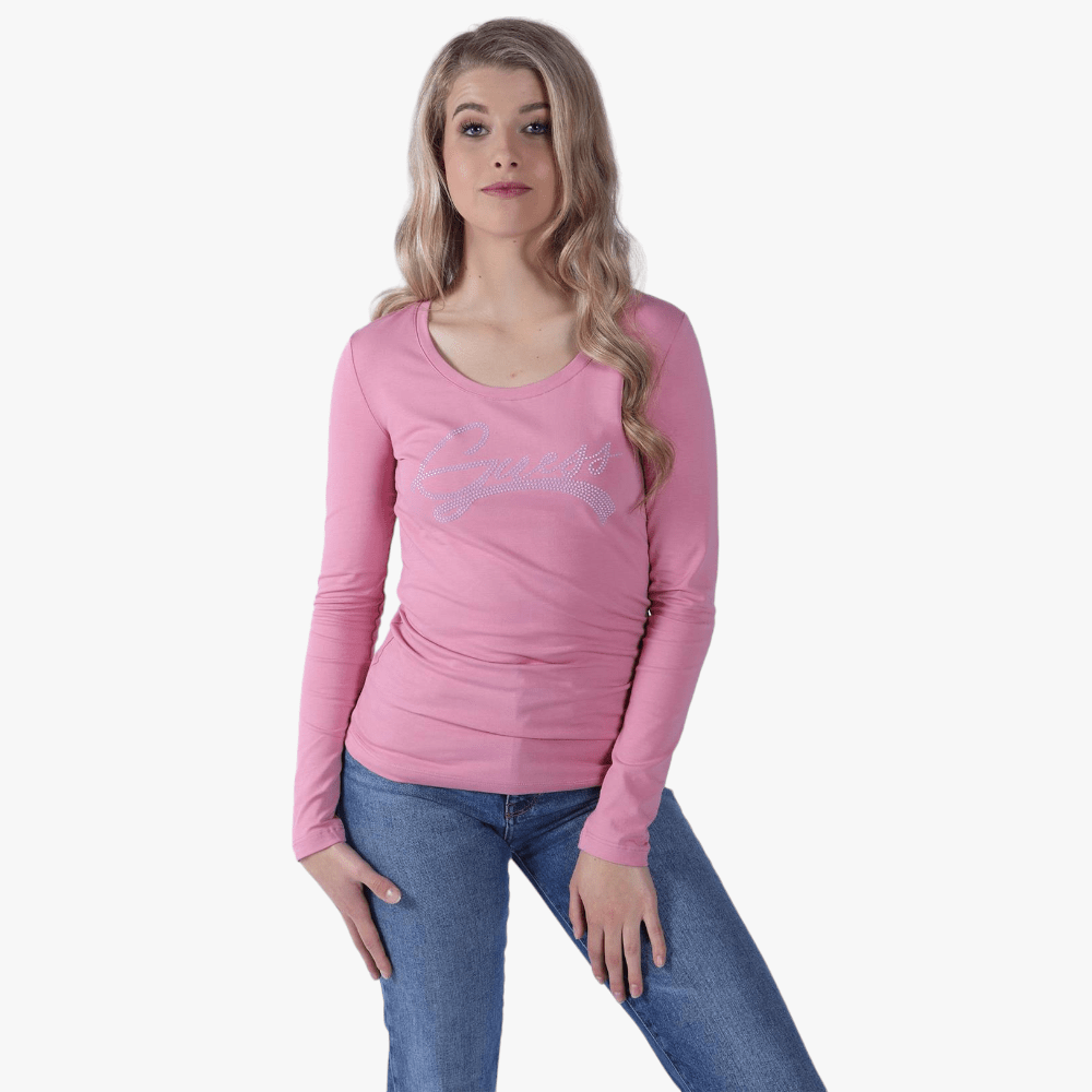 Guess Womens Adelina Long Sleeve Tee Med Pink | Guess