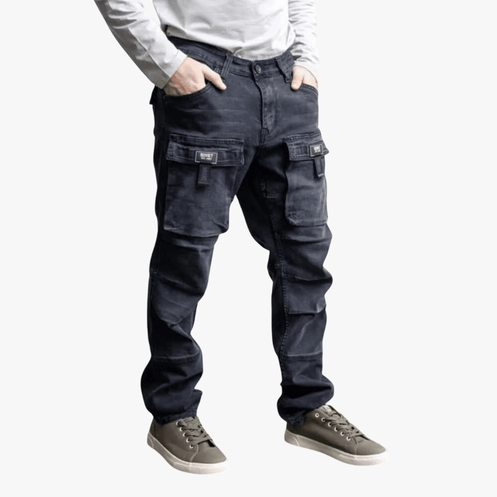 Soviet Mens Gunner Cargo Pocket Jeans Black | Soviet