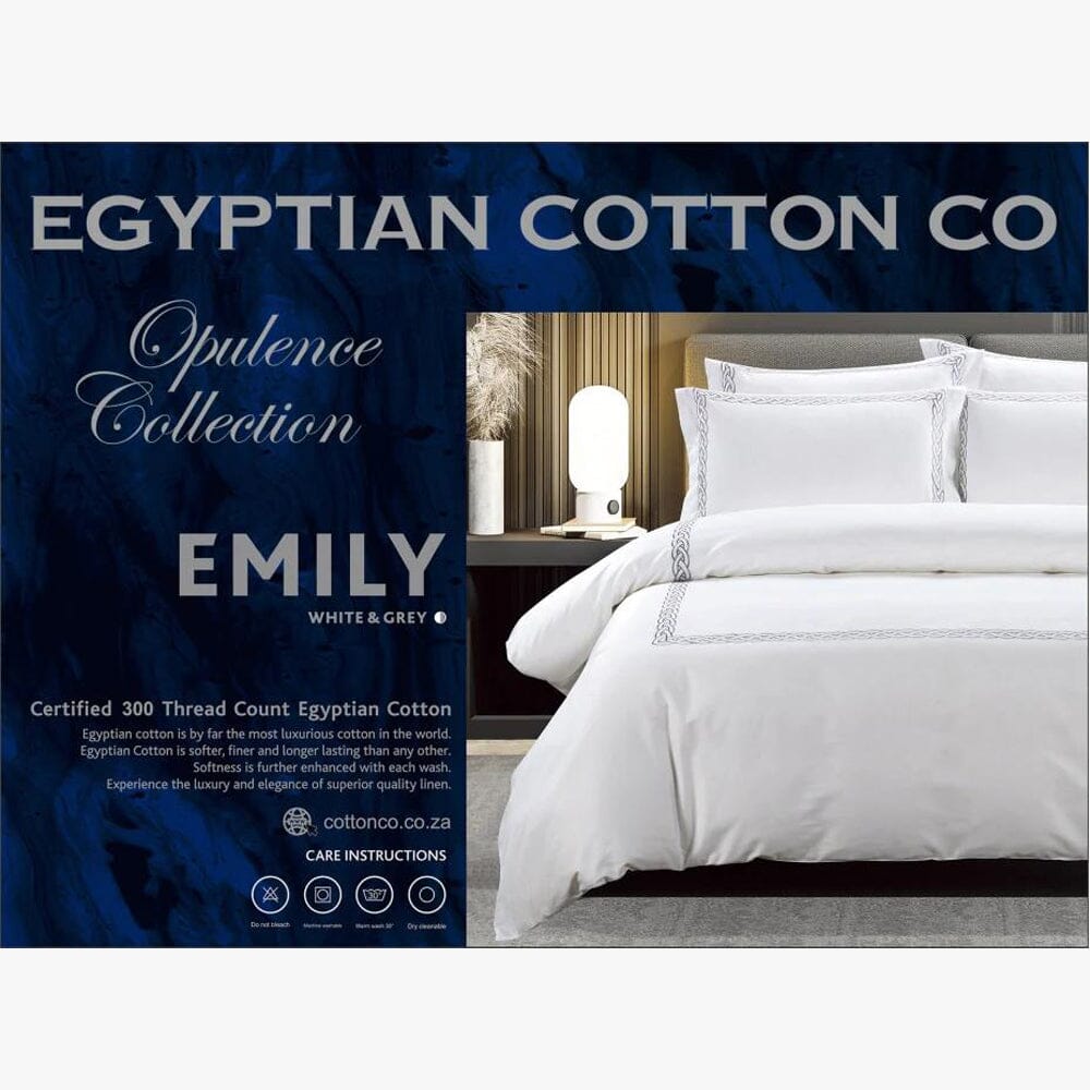 Cotton Co Opulence Emily Queen 300 Thread Count Duvet Cover Set White Cotton Co
