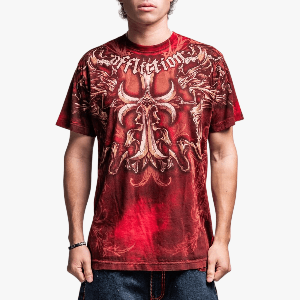 Affliction Mens Jump Tee Lollipop Black Crystal Wash | Affliction