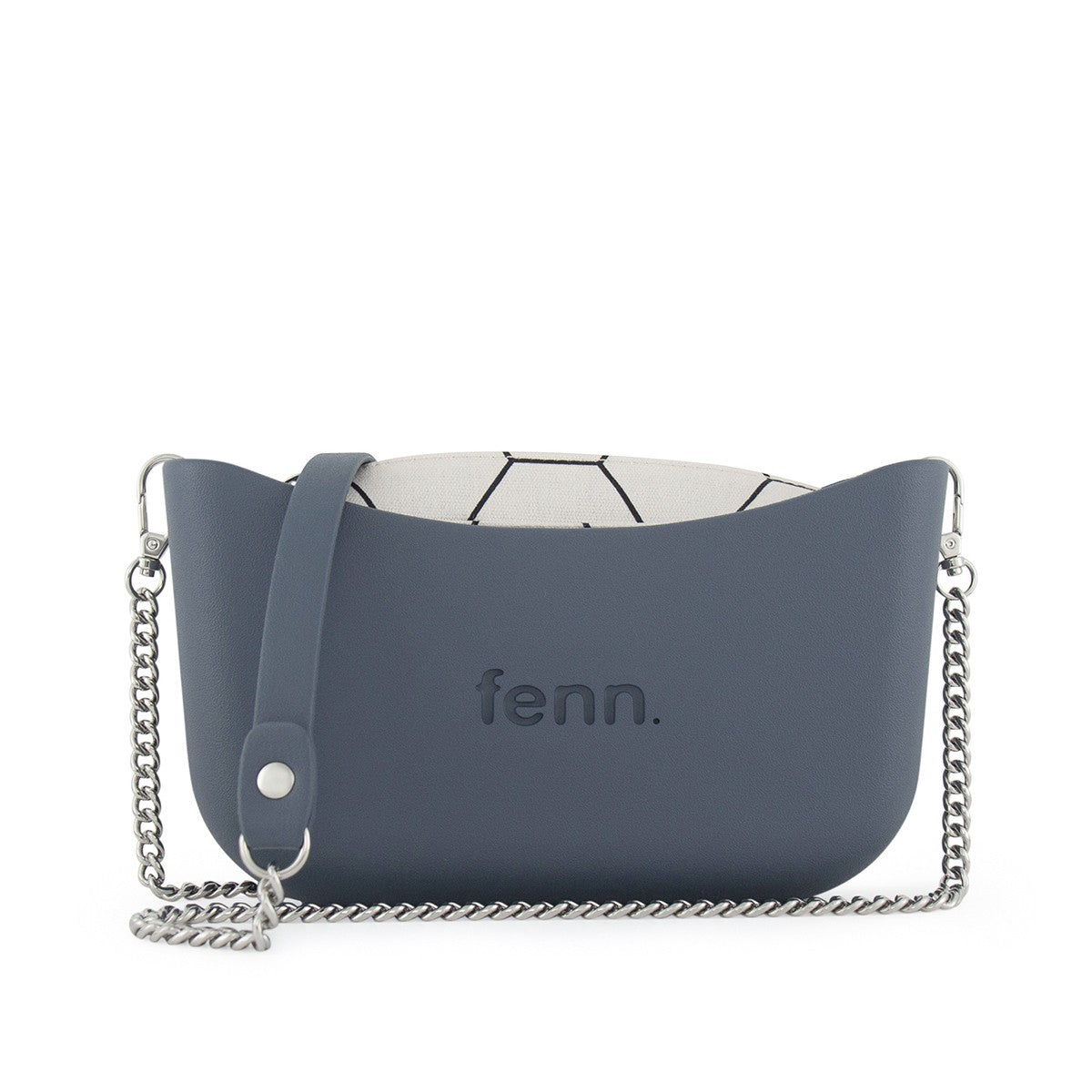 Fenn Classic Handbag Demin-Pattern Inner-Silver Zip- Chain Strap