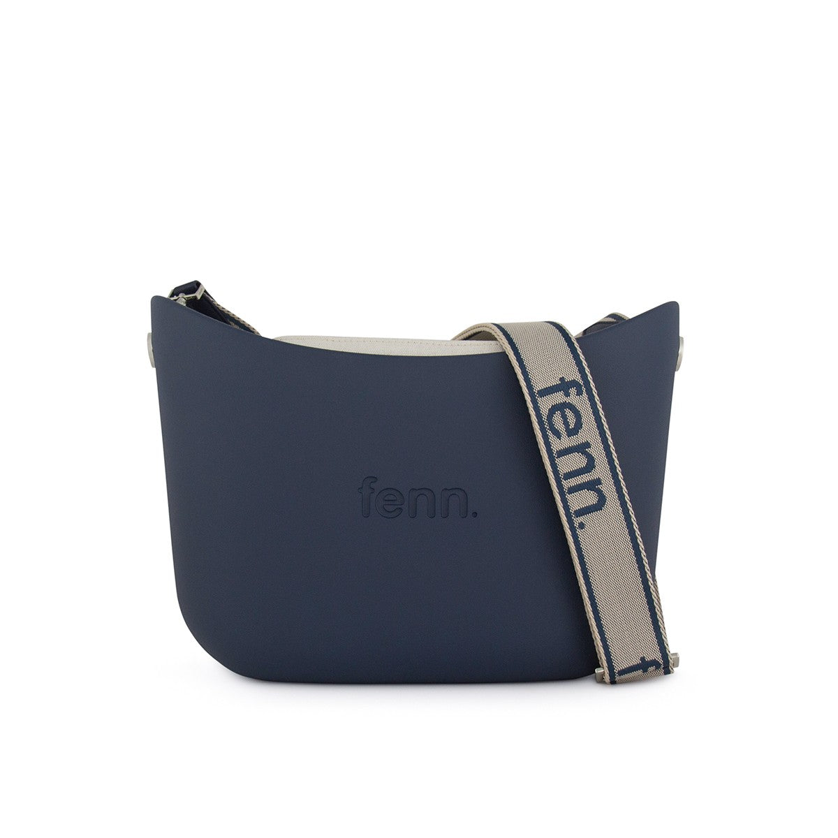 Fenn Messenger Navy-Bone Inner-Silver Zip-Adjustable Canvas Strap