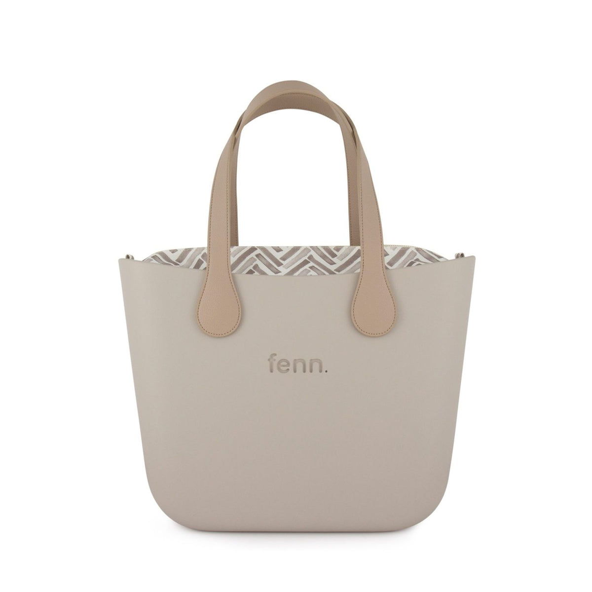 Fenn Original Handbag Mushroom-Pattern Inner-Gold Zip-Light Stone Flat Handle