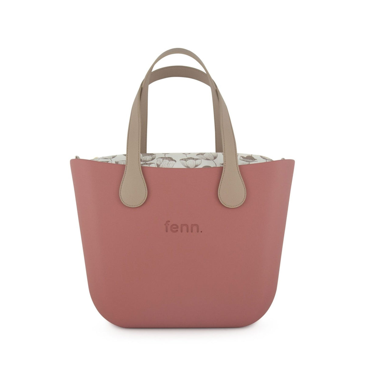 Fenn Original Handbag-Pink-Pattern Inner-Gold Zip-Light Stone Flat Handles