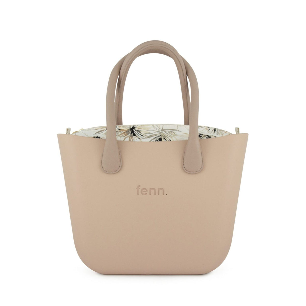 Fenn Original Handbag Sand Pattern Inner Gold Zip Light Stone Round Handles