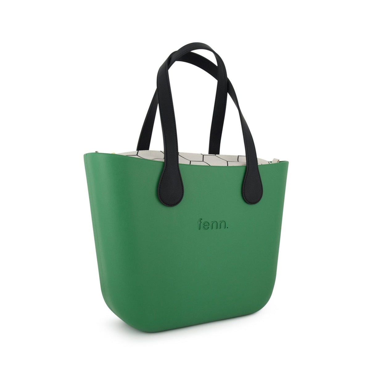 Fenn Original Rainleaf Green Handbag Pattern Gold Zip Black Flat Handles