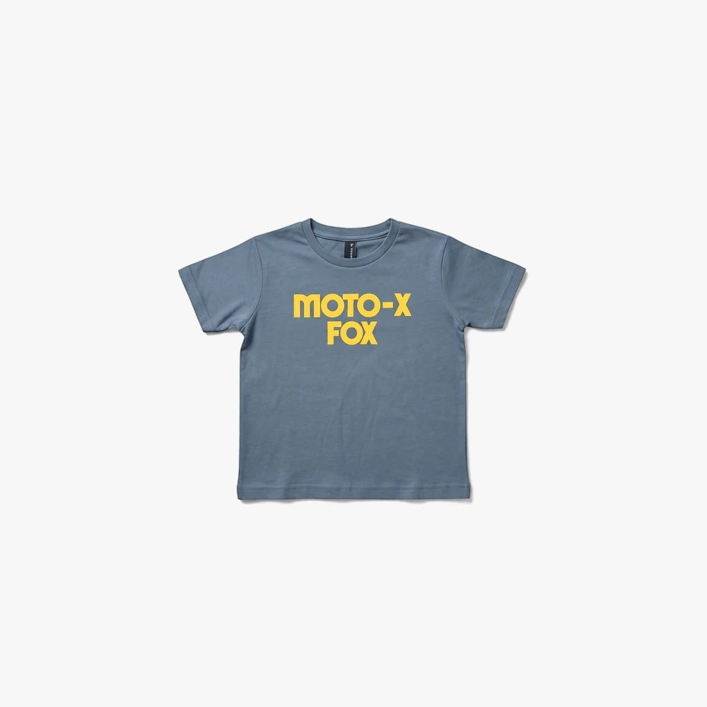 Fox Boys Moto X Short Sleeve Tee in citadel blue with a yellow &