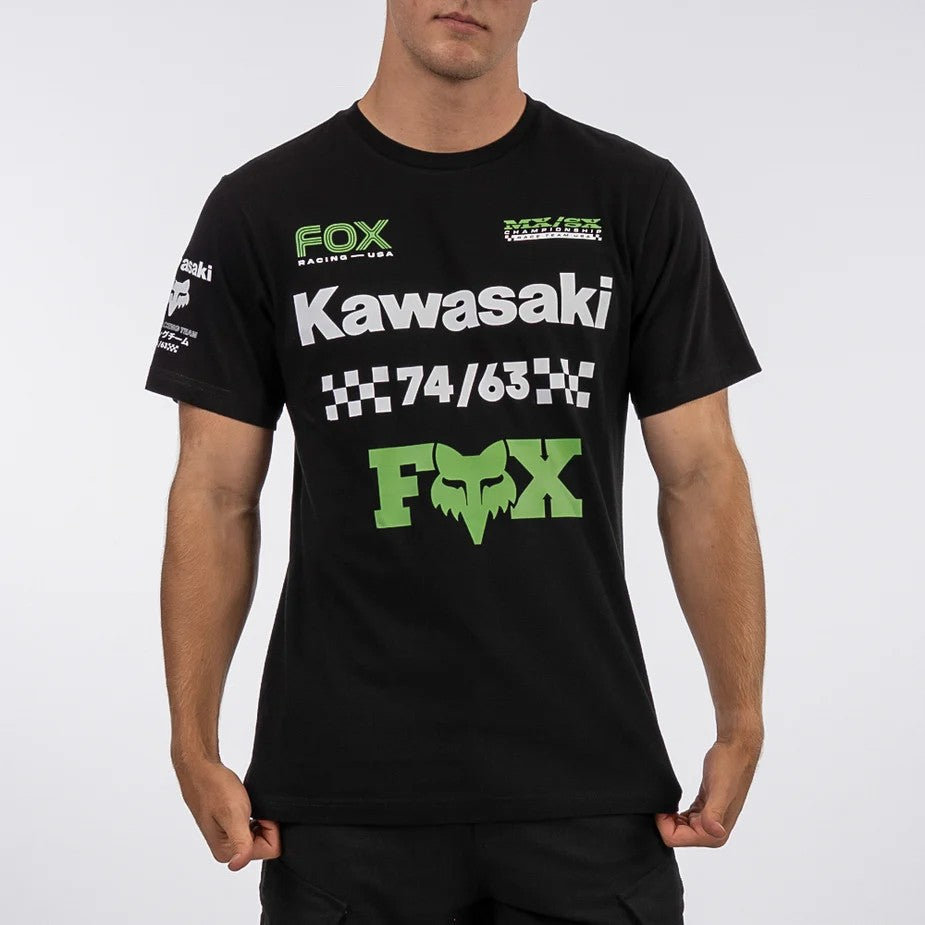 Fox Mens Kawasaki Checkers Short Sleeve Tee Black