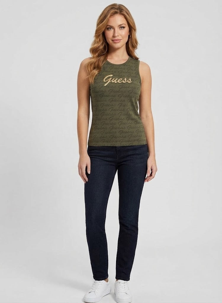 Guess Womens Dex Tank Top Olive