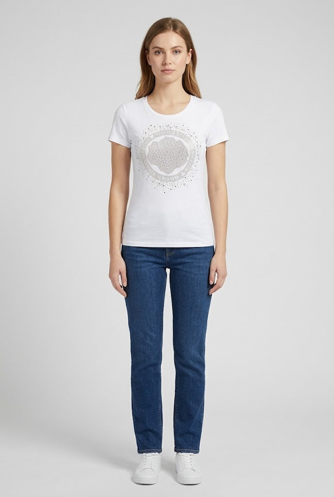 Guess Womens Elsie Bling Tee White