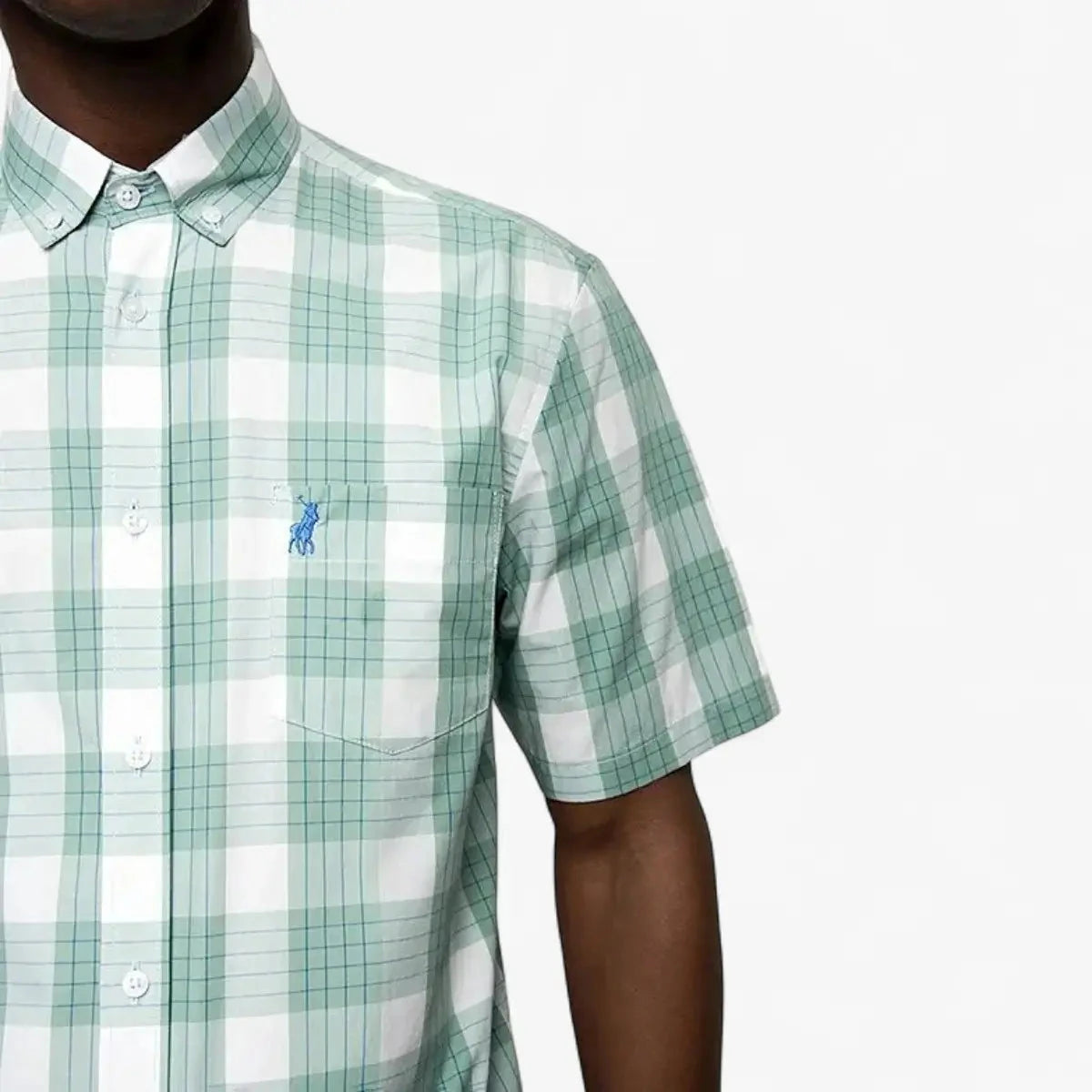 Polo Mens Short Sleeve Check Shirt Green | Polo