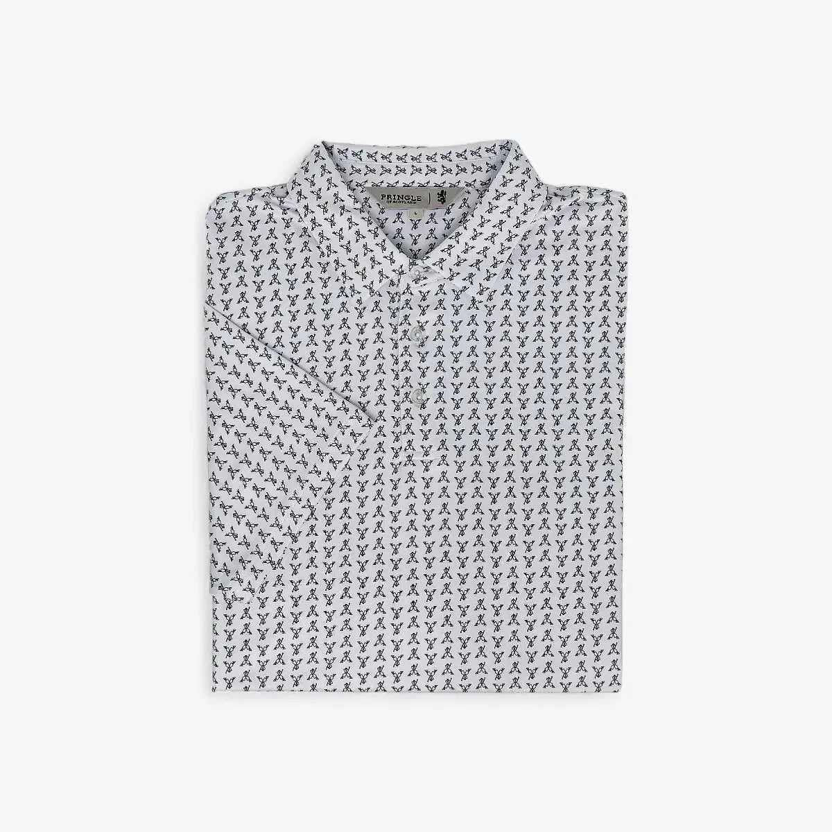 Pringle Mens George Printed Technical Short Sleeve Golfer White | Pringle