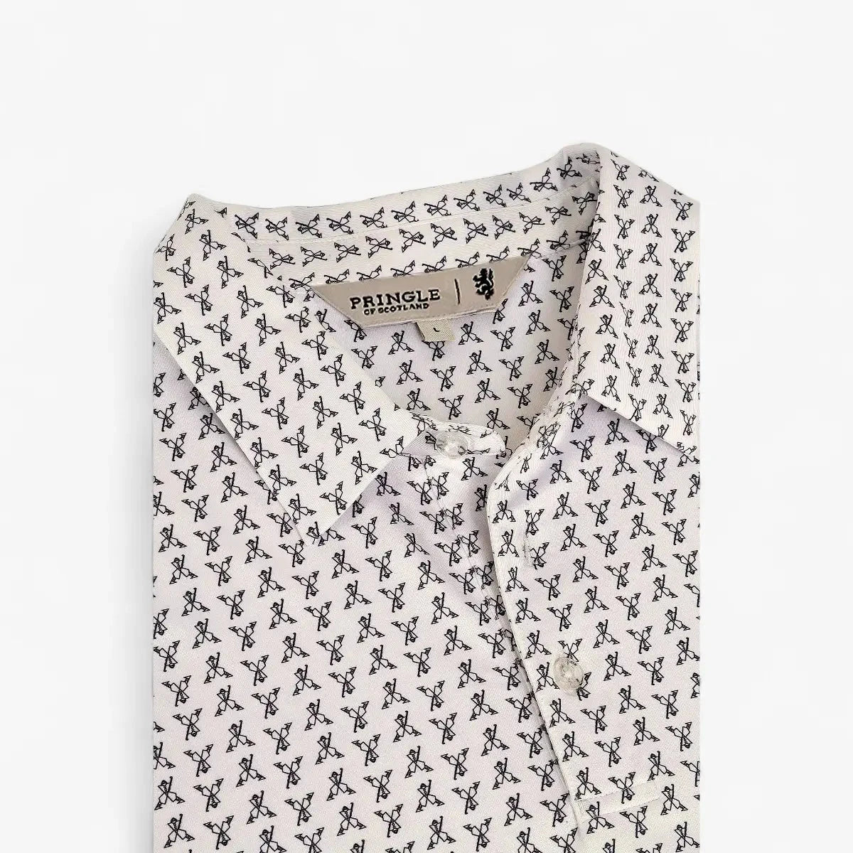 Pringle Mens George Printed Technical Short Sleeve Golfer White | Pringle