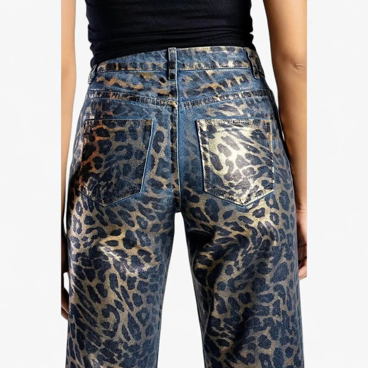 Sissy Boy High Waist Wide Leg Jean Leopard Foil Med Vintage | Sissy Boy