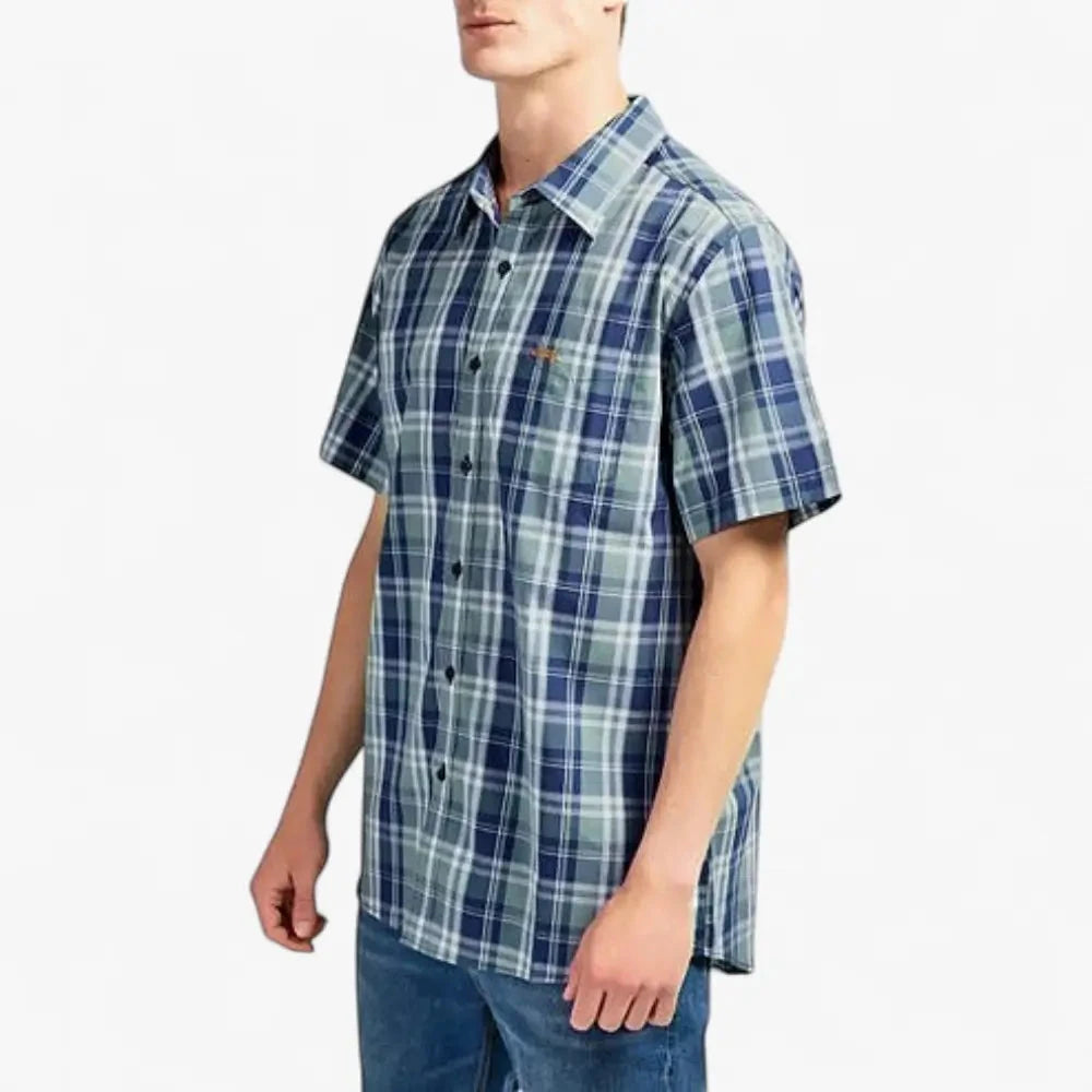 Jeep Mens Yd Check Short Sleeve Tee Multi Blue | Jeep