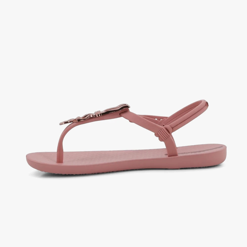 Pink Ipanema Womens Class Charming thong sandal, featuring a metallic T-strap embellishment and elasticated ankle strap,