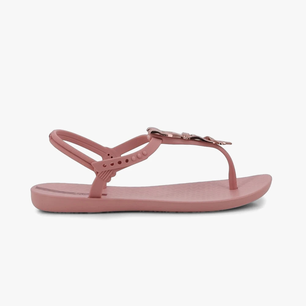 Ipanema Womens Class Charming Sandal in pink, featuring a T-strap design and a metallic rose gold embellishment.