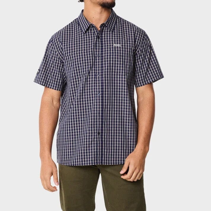 Jeep Mens Short Sleeve Check Shirt Multi Blue | Jeep