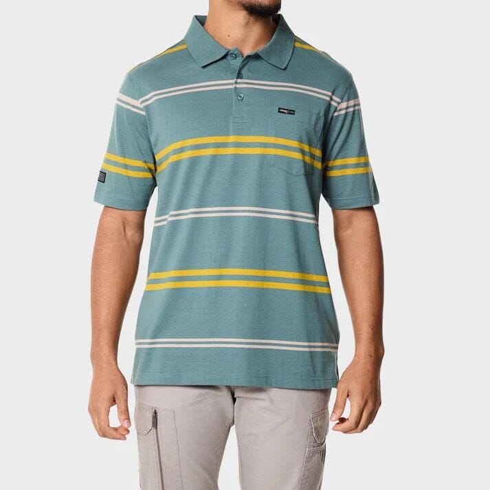 Jeep Mens Yd Stripe Short Sleeve Golfer Multi | Jeep