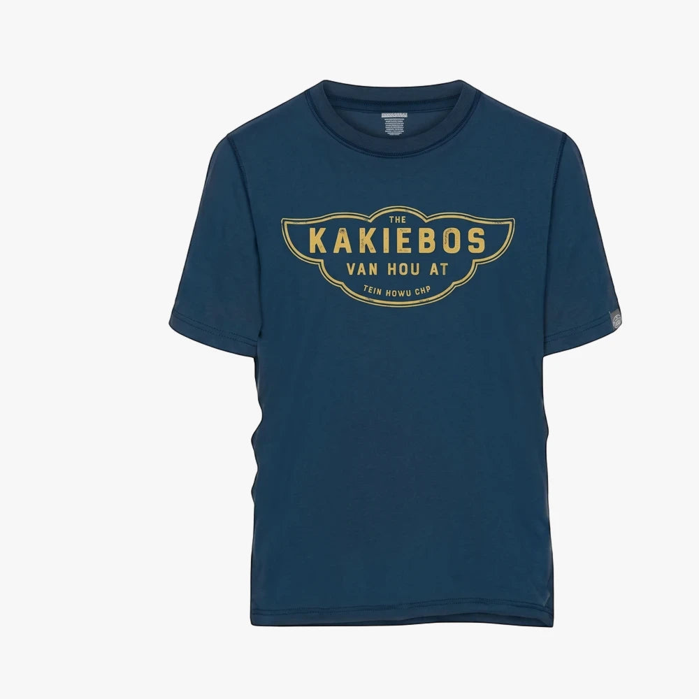 Kakiebos Mens Short Sleeve Tee in navy with a front graphic logo, comfortable everyday wear.