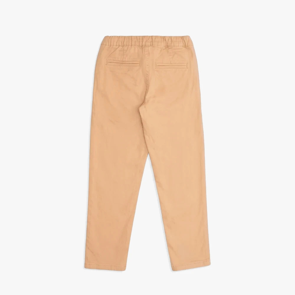 Polo Boys Clayton Chino pants in stone color, displayed from the back view, showcasing the waistband and pockets.