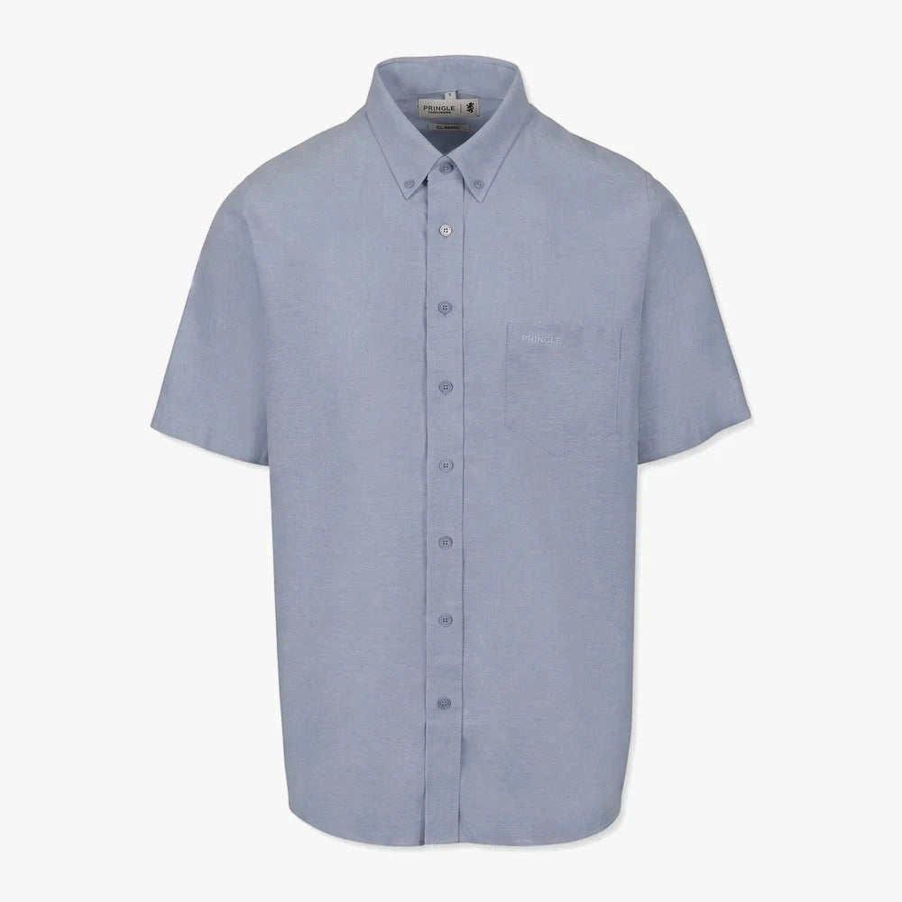 Pringle Mens Barry Classic Short Sleeve Shirt Mid Blue | Pringle