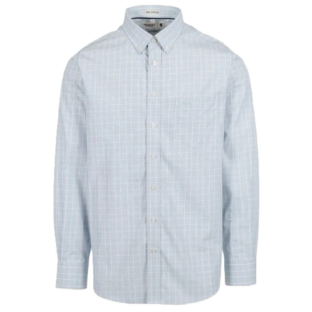 Pringle Mens Dave Long Sleeve Stripe Classic Shirt Blue