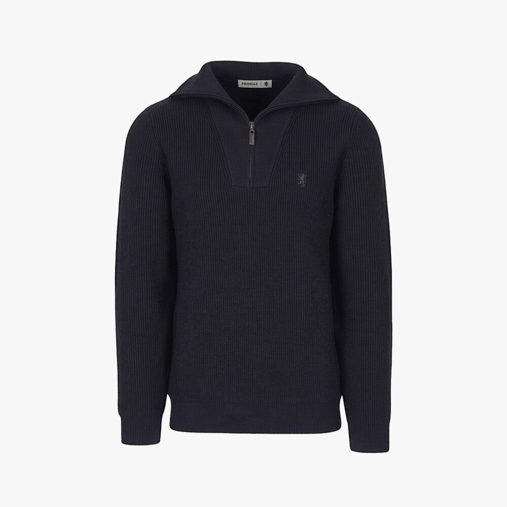 Pringle Mens Kyle 1/4 Zip Ribbed Knit Sweater Navy | Pringle