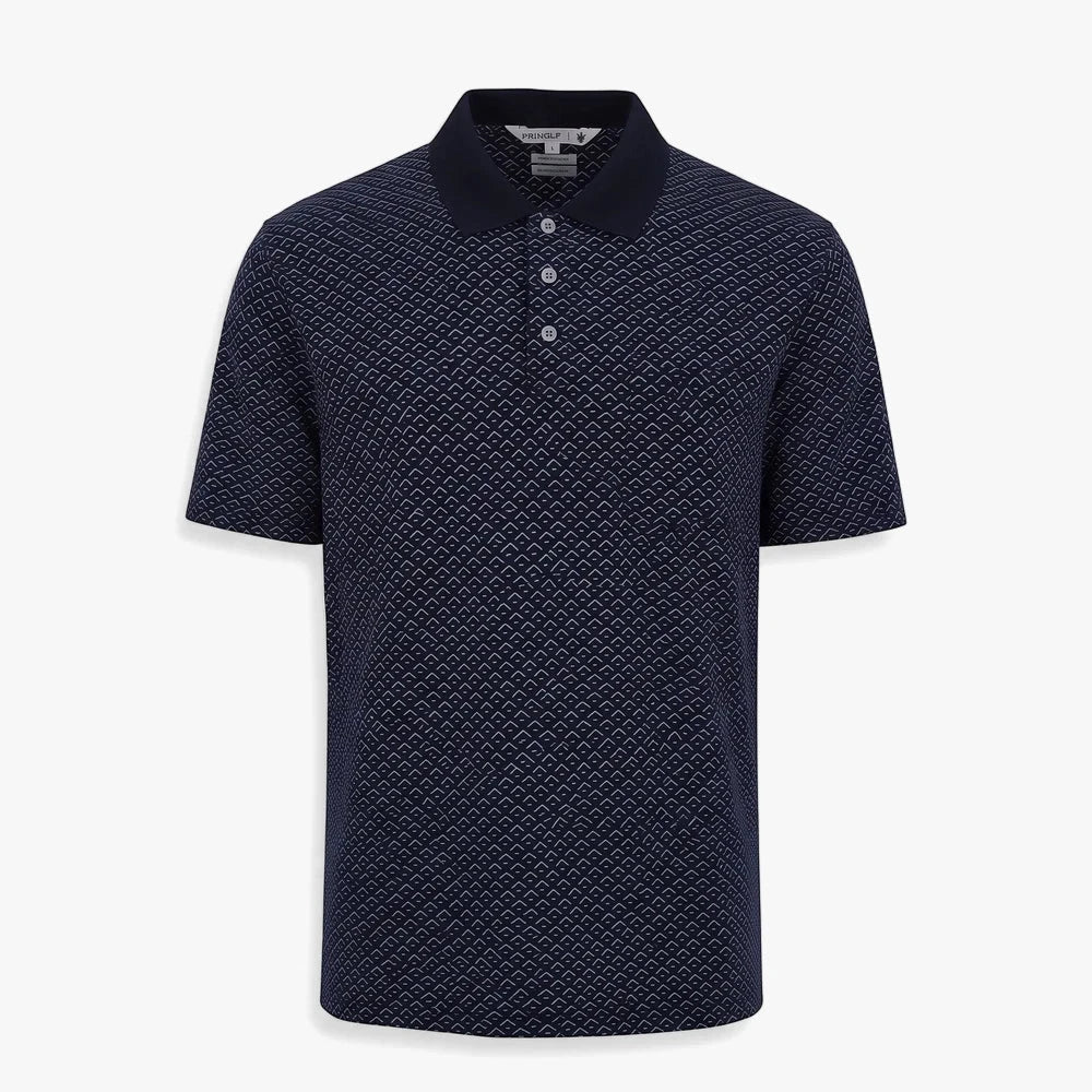 Pringle Mens Preston Printed Mercerised Golfer Navy | Pringle