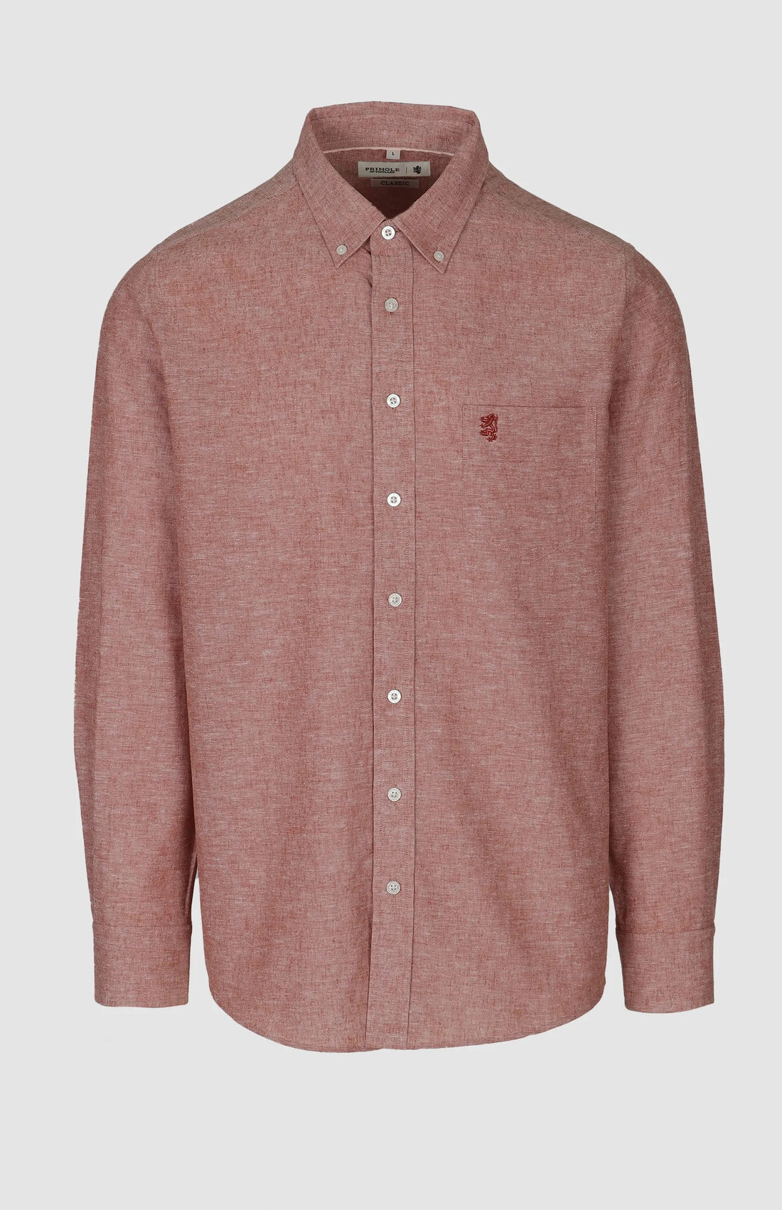 Pringle Mens Riaan Long Sleeve Linen Shirt Pink