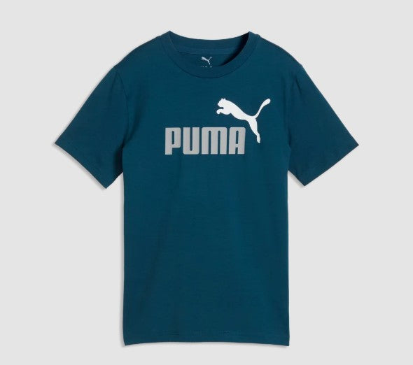 Puma Boys Ess 2 Color No 1 Logo Short Sleeve Tee Midnight Petrol
