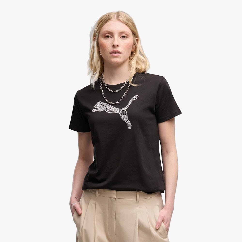 Puma Womens Graphic Lace Cat Tee Black | Puma