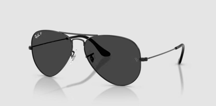 Rayban Aviator Large Metal Black Sunglass Polarized Black Lens