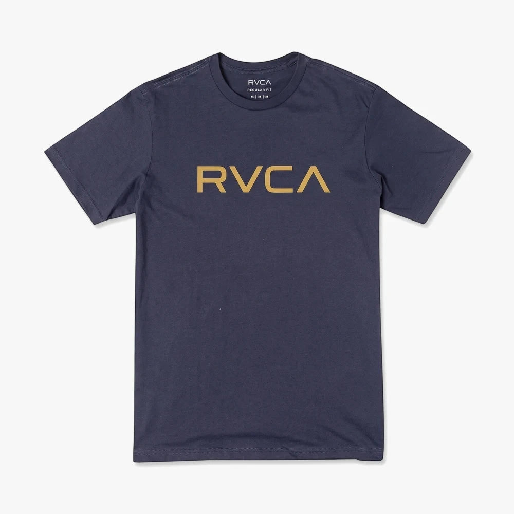 Rvca Boys Big Rvca Short Sleeve Tee Navy Gold Logo | Rvca