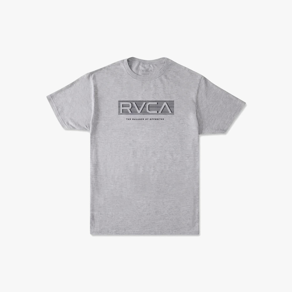 Rvca Boys Sprints short sleeve tee in athletic heather grey, featuring a striped RVCA logo and &