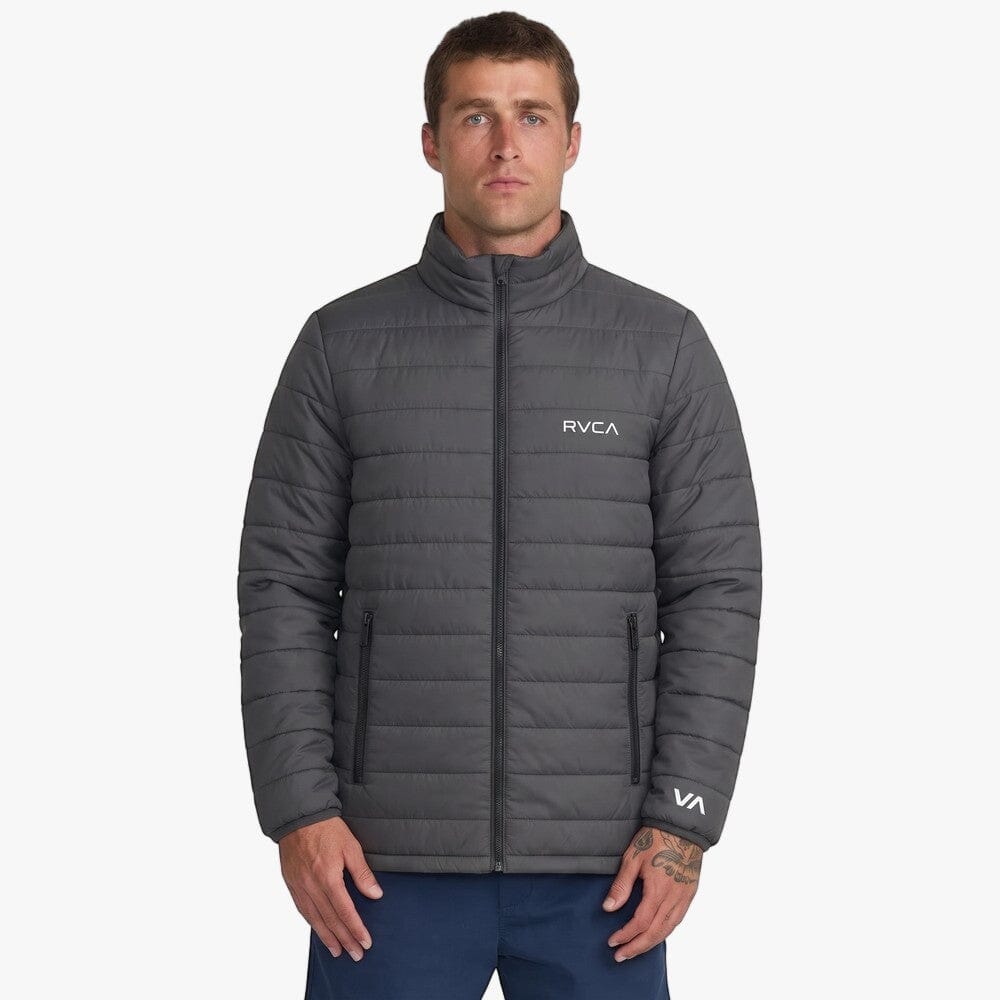 Rvca Va Full Zip Puffer Jacket Dark Grey | Rvca