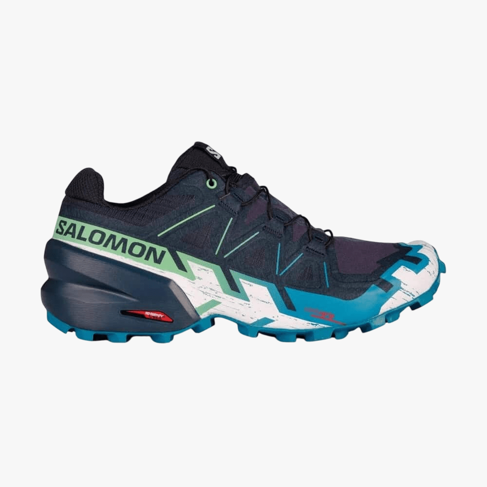 Salomon Mens Speedcross 6 Trail Shoe Carbon Tahitan Tide White | Salomon