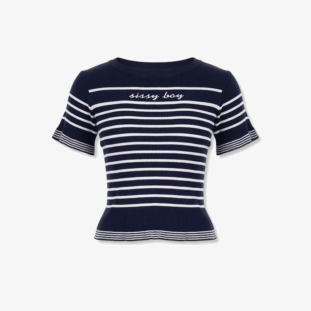 Sissy Boy Sweet Nothing Knit Short Sleeve Top Navy White Stripe | Sissy Boy