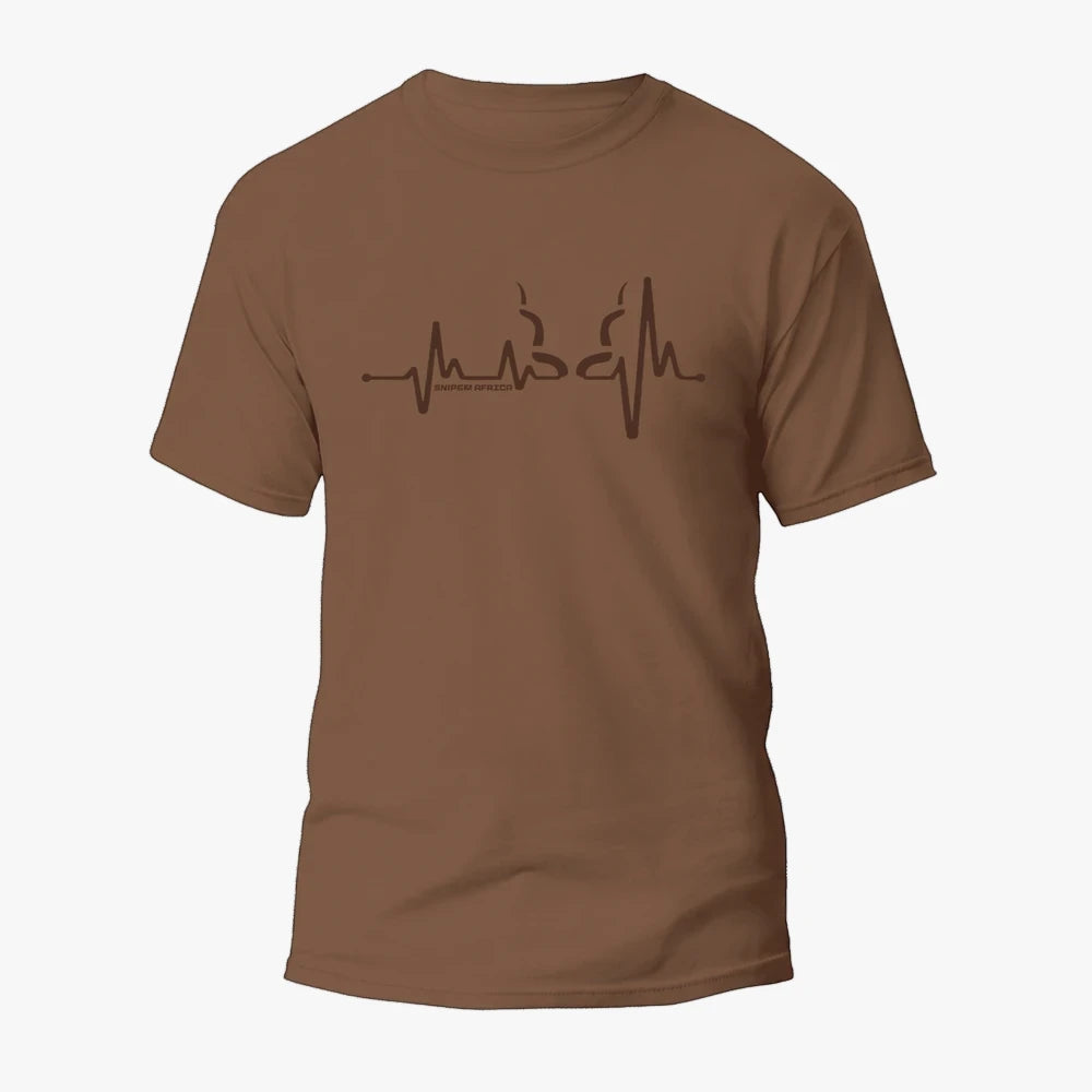 Brown Sniper Boys Pulse short sleeve tee featuring a unique heartbeat graphic with &