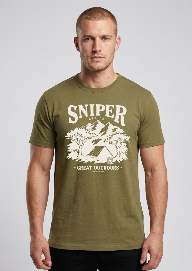 Sniper Mens Great Outdoors Tee Olive
