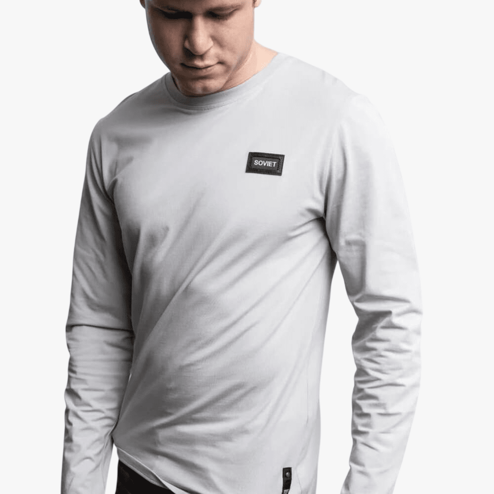 Soviet Mens Kobi Long Sleeve Tee Light Grey | Soviet
