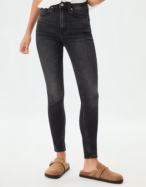 Stradivarius Womens High Waist Skinny Jeans D09 Black Wash