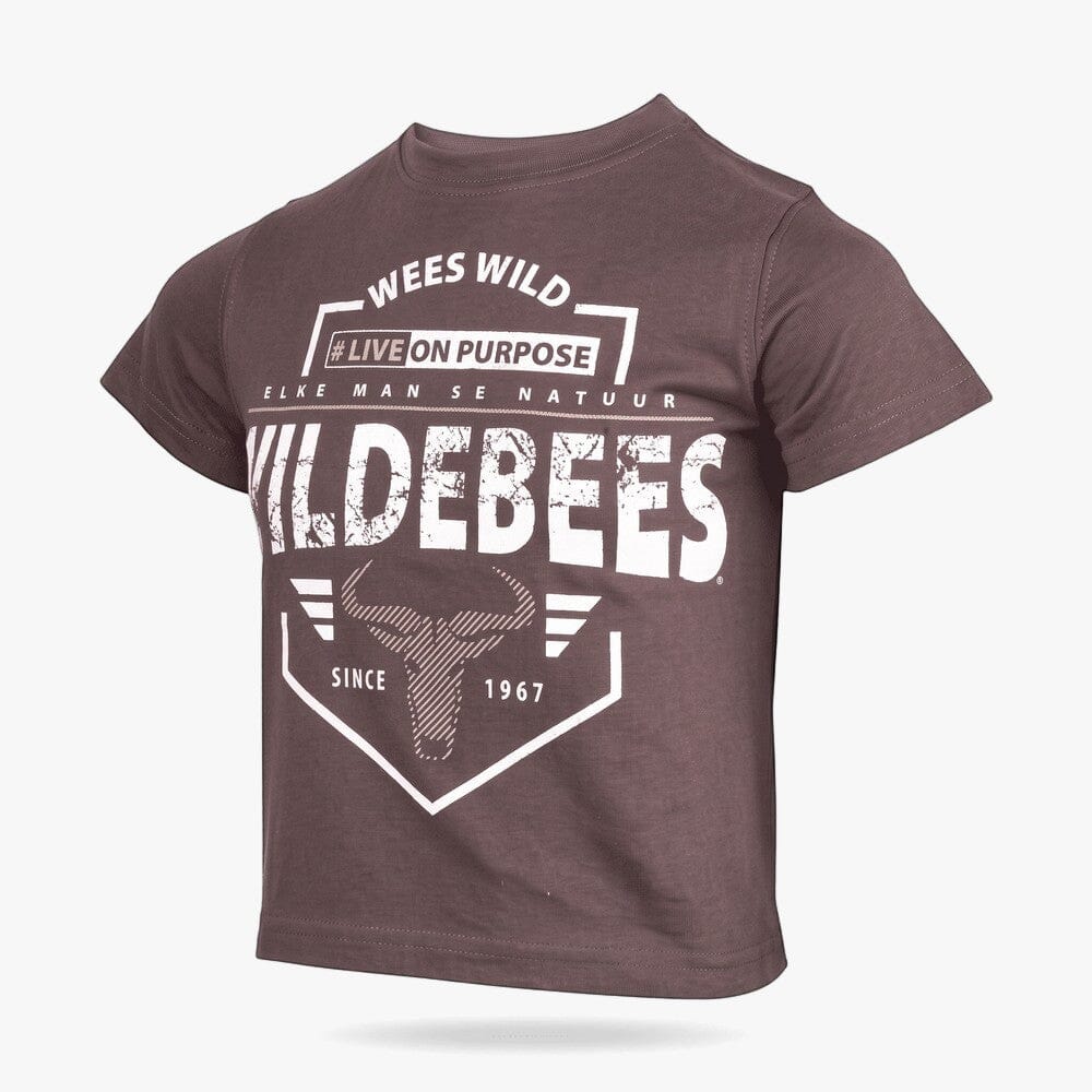 Wildebees Kids Puff Badge Short Sleeve Tee Pewter | Wildebees