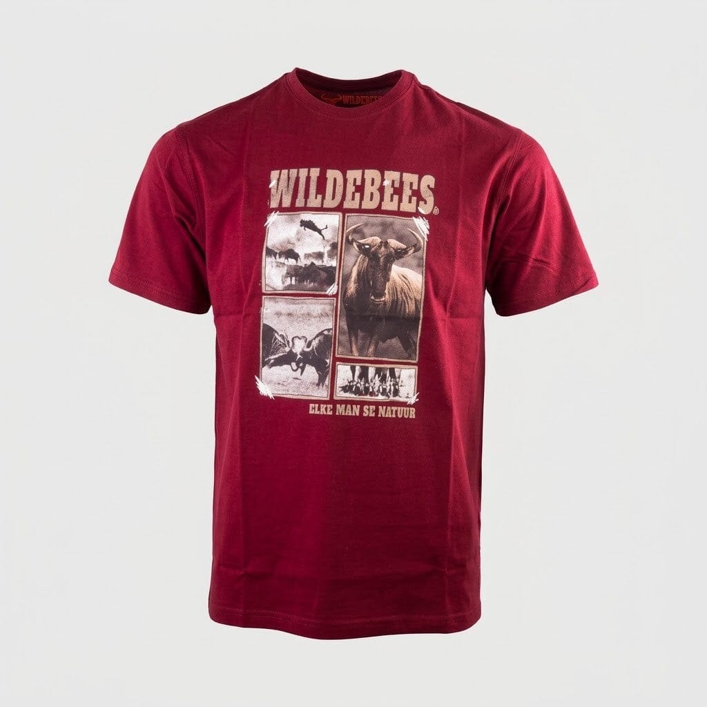 Wildebees Mens Postcard Tee Carbernet | Wildebees
